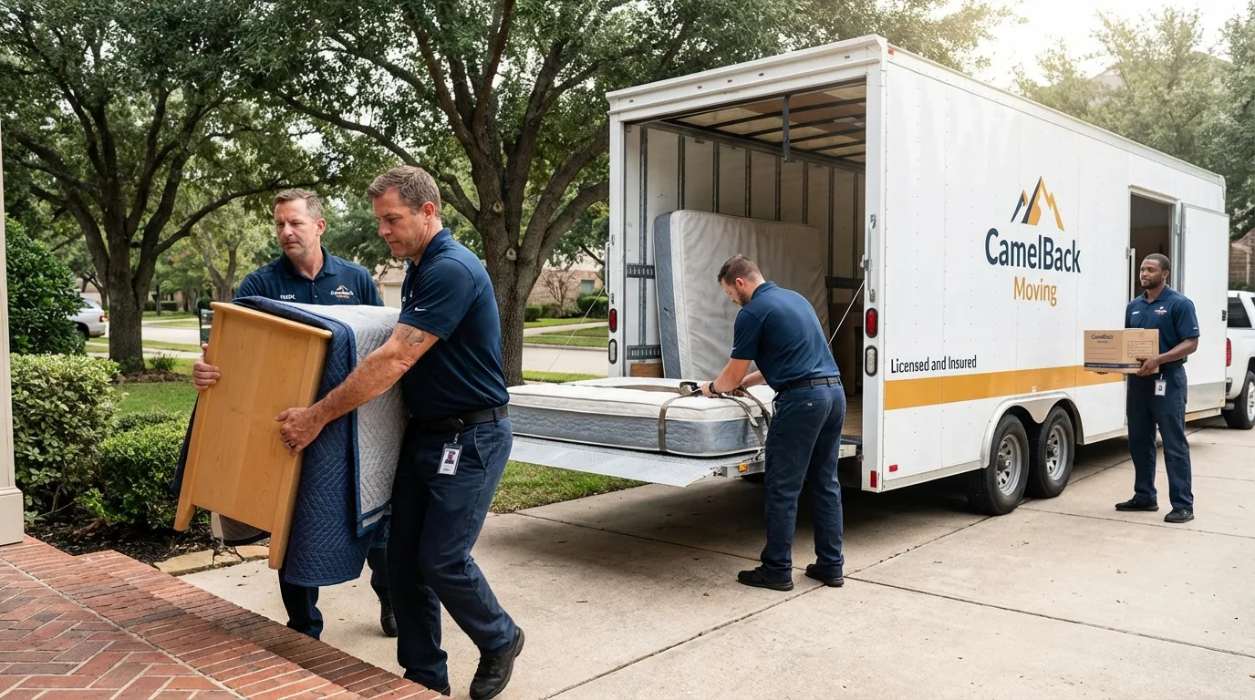 Crew loading residential truck for cross-state move from Fountain Inn, SC