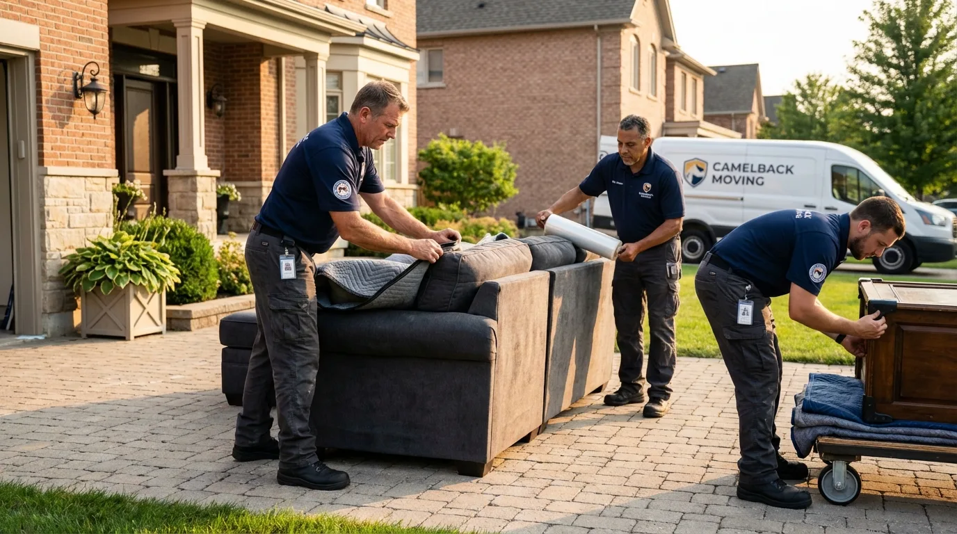 Large estate moving crew wrapping furniture in Fountain Inn, SC