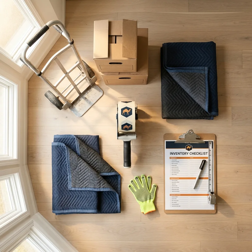Professional moving supplies and packing materials layout for Fountain Inn residential relocations